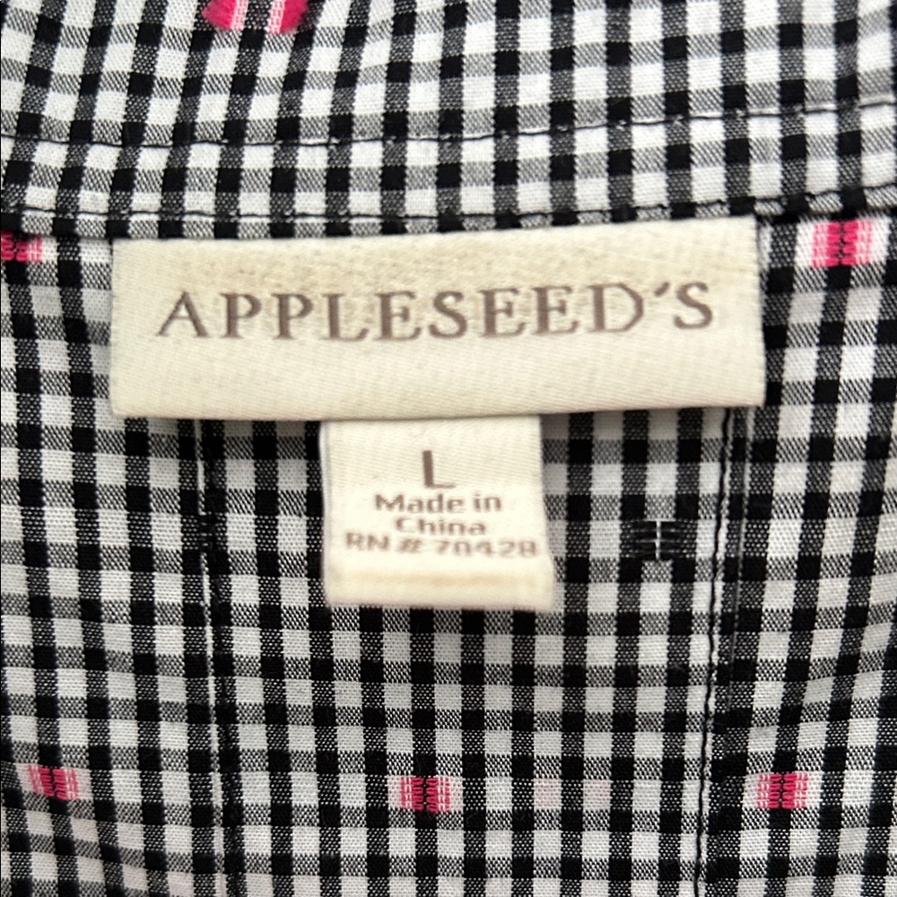 Appleseeds Black & White Check Popover Tunic with Subtle Hot Pink Dots - Picture 2 of 6